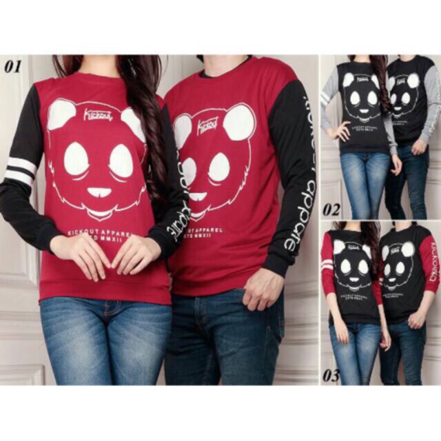 Cvshop Couple Sweater Lengan Panjang Panda Kickout Baju Pasangan Pc