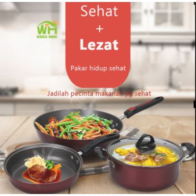 Panci Teflon Set Wajan Penggorengan Teflon Set isi 3 Pcs Panci Teflon 3 Set TG-5 Worldhome66