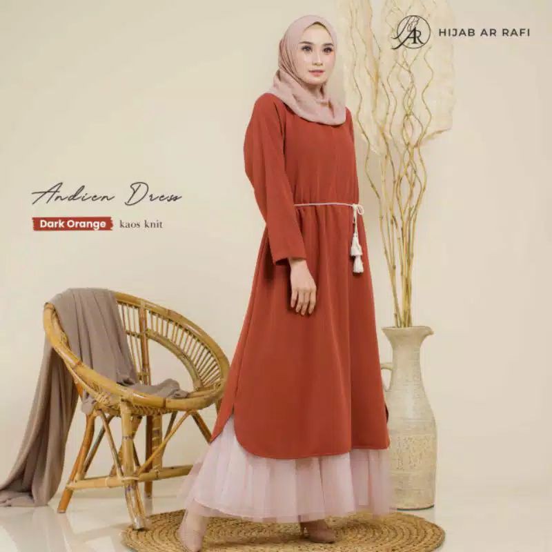Dress Arrafi Terbaru Dres Cantik Dress Andien Arrafi bahan kaos knit mix tutu