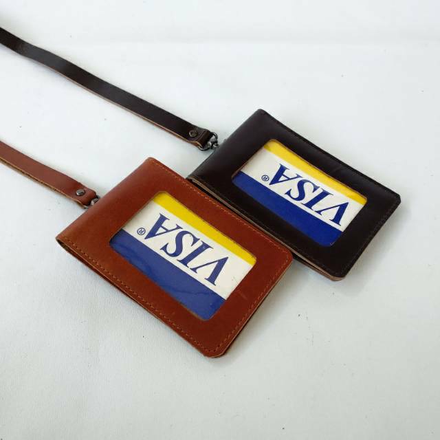 [VALQO] Nametag kulit sapi KOHO Model 2 in 1 ID Card Holder Keplek Name Tag IDCARD Saku kalung