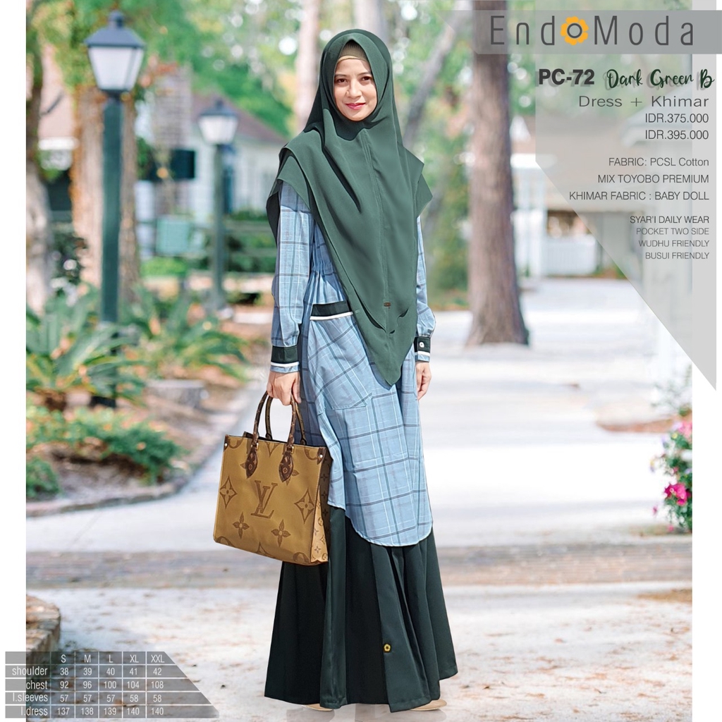 GAMIS MUSLIMAH ENDOMODA PC 72 DARK GREEN B
