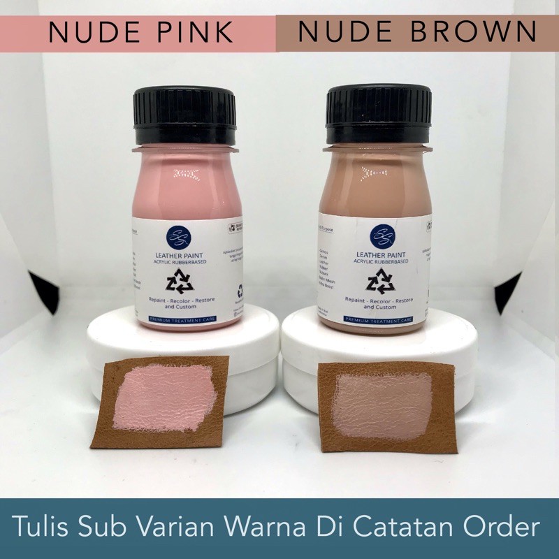 Cat Sepatu Kulit SS Leather Paint - Acrylic Rubber Cat Midsole, Rubber, Boost - Cat Tas Jaket Kulit-Nude Pink/Brown