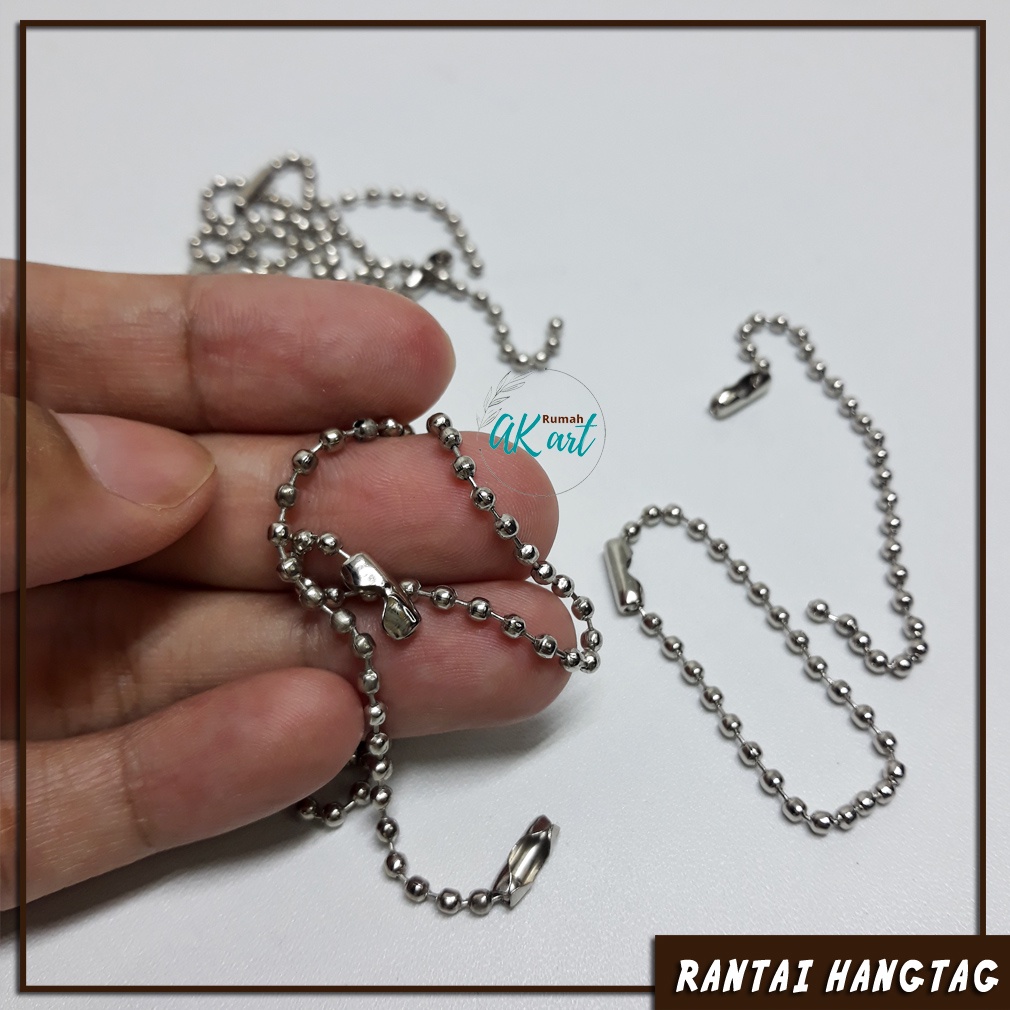 (100 pcs) Rantai Kuku Tali Hangtag / Biji Lada gantungan Nikel Silver