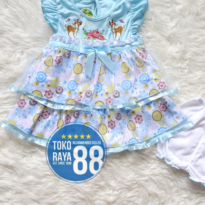 Bagus Dipakai.. [SDR-TR04] TOKO RAYA 88, Setelan Dress Anak 3-18 Bulan, Tori-Tori Mawar Rusa, Rok Le