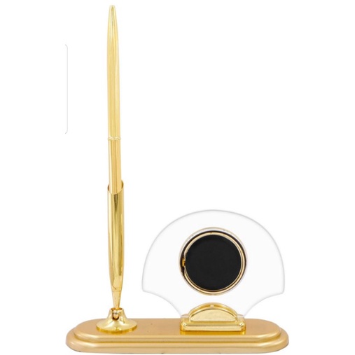 Jam Meja Clock Analog With Pen Holder REF. 0608 Gold Plated