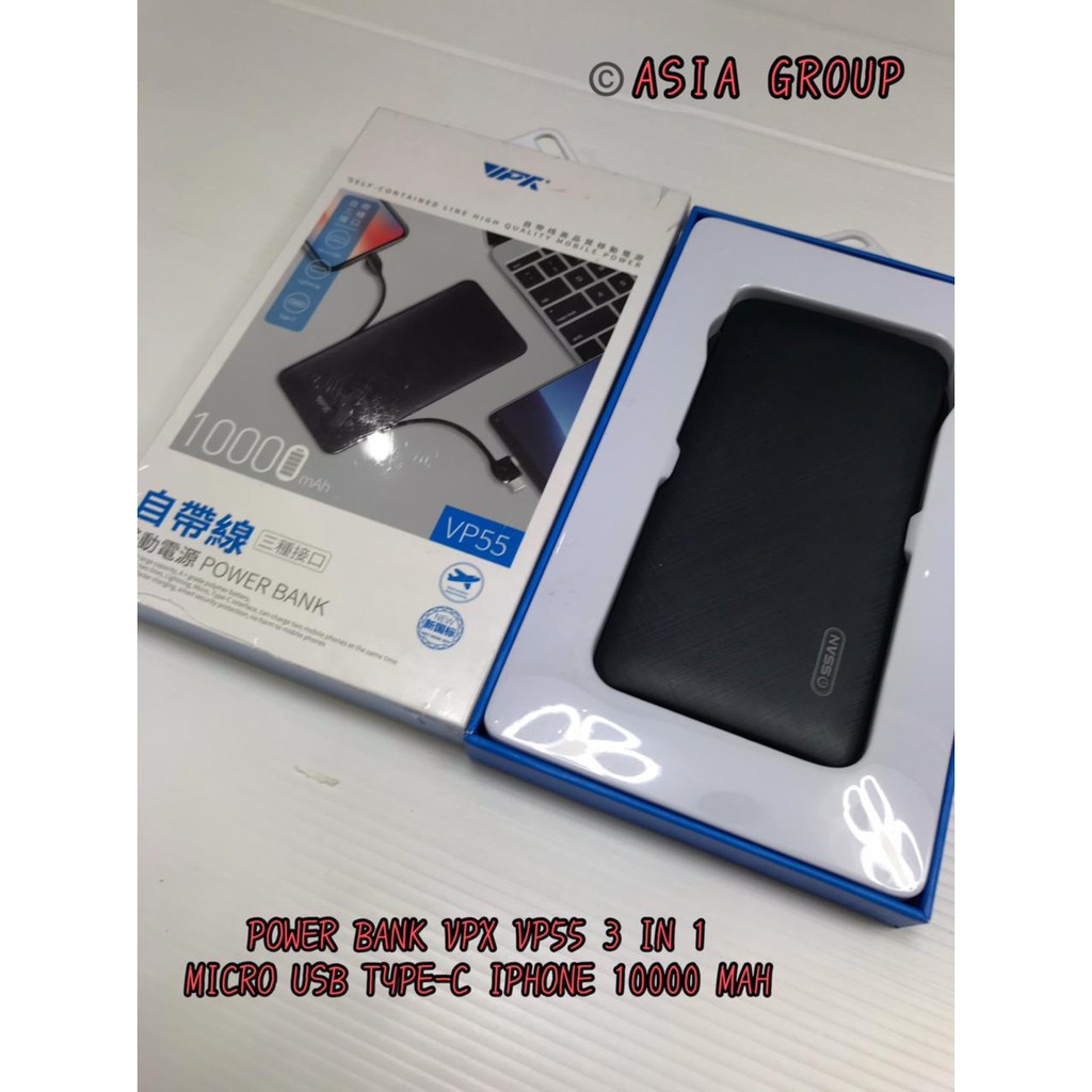 POWERBANK OSSAN VP55 10000MAH 3IN1 MICRO IPHONE DAN TYPE-C ORIGINAL GARANSI 1TAHUN