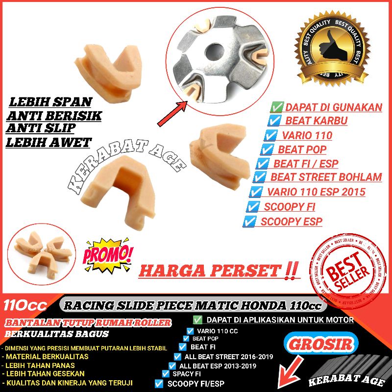 Slider slide piece klip rumah roller Awet Beat Vario 110 Bantalan Rumah Roller putih