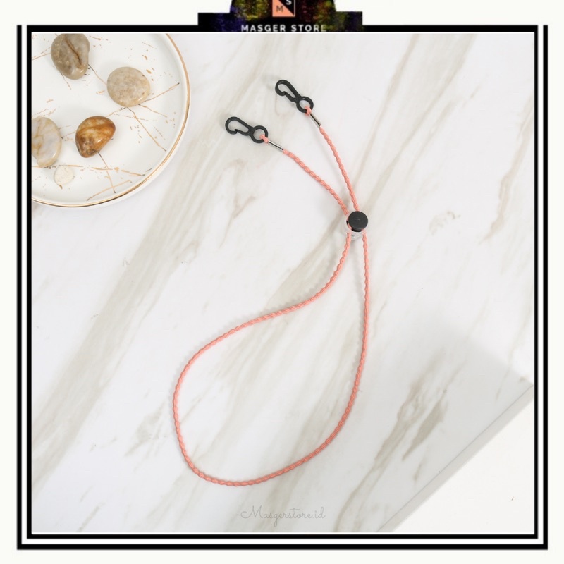Kalung Masker Hijab 2in1 Strap Masker Elastis Stretchy Tali masker Kalung Strap Mask Hijab Strap Mask Premium-Stretch Ethnic Coral