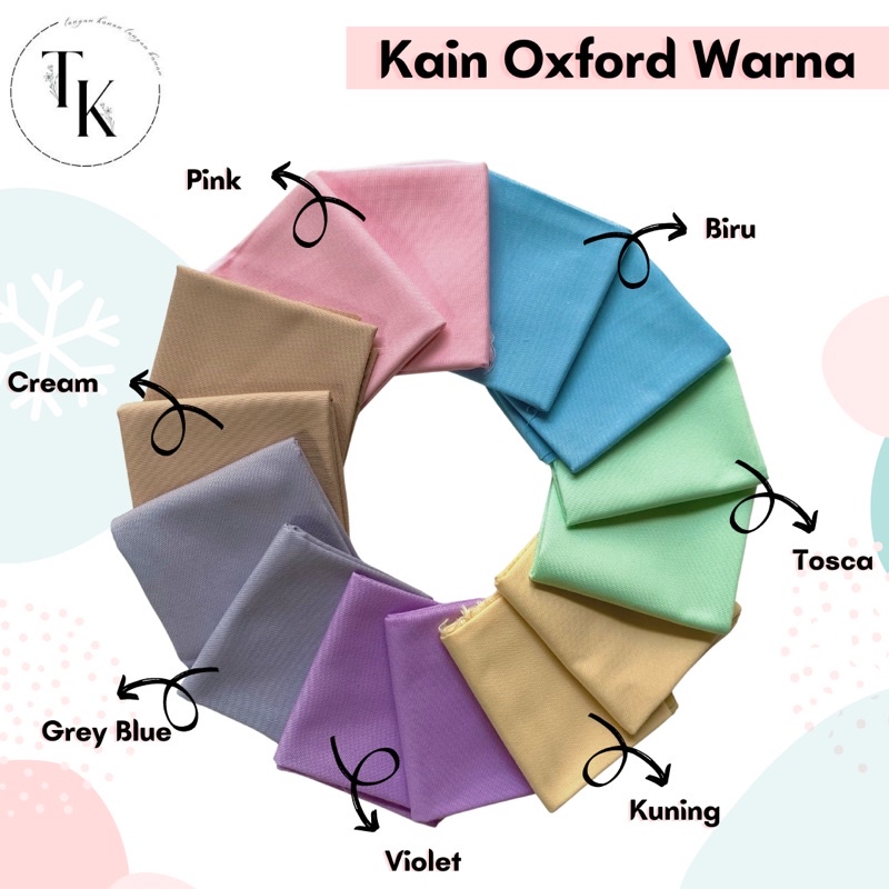 [BIRU] Kain Oxford Media Sulam Warna BIRU