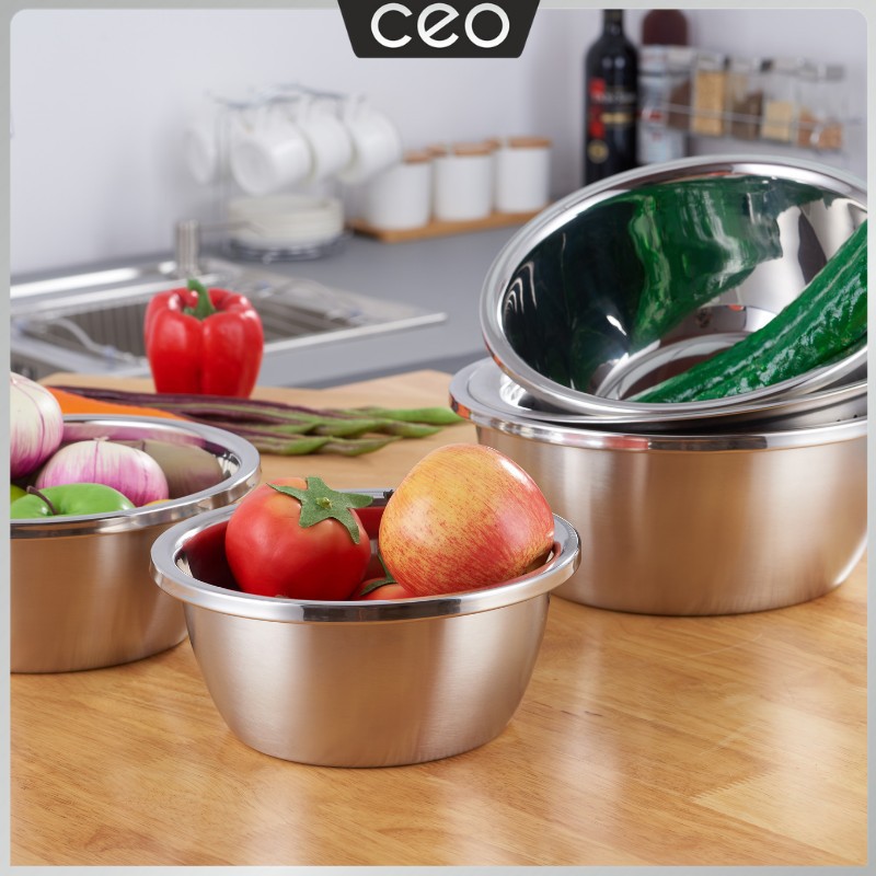 CEO Baskom stainless Steel 304 Set Isi 5 Ukuran Baskom Dapur Serbaguna