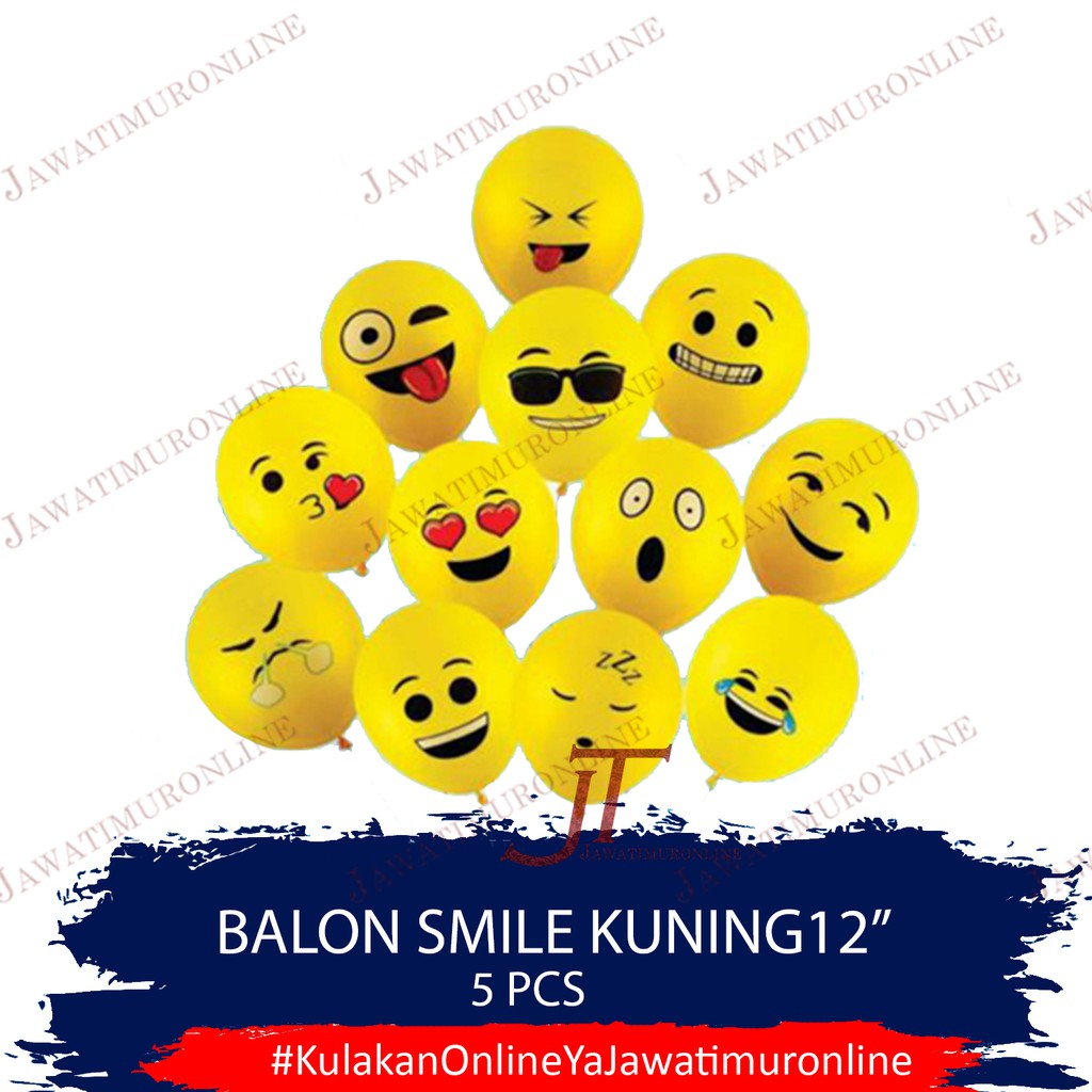 Balon Latex Emoji 12 INCI (isi 5 Biji) Balon Smiley 12 INCI