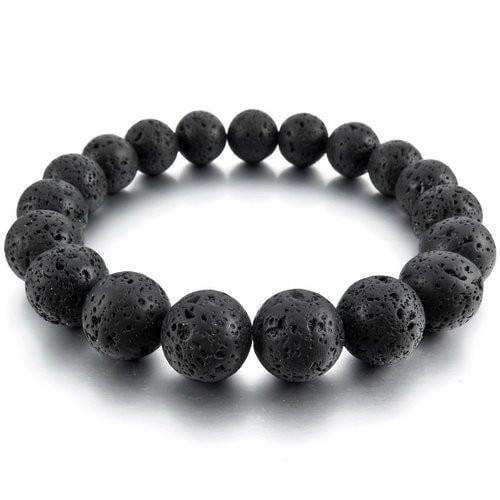 Gelang Batu Vulkanik Lava Asli 10mm