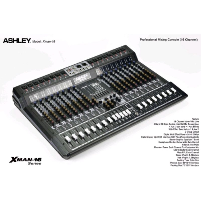 mixer ashley XMAN16 original mixer 16channel mono/mic Line mixer Ashley 16 channel original