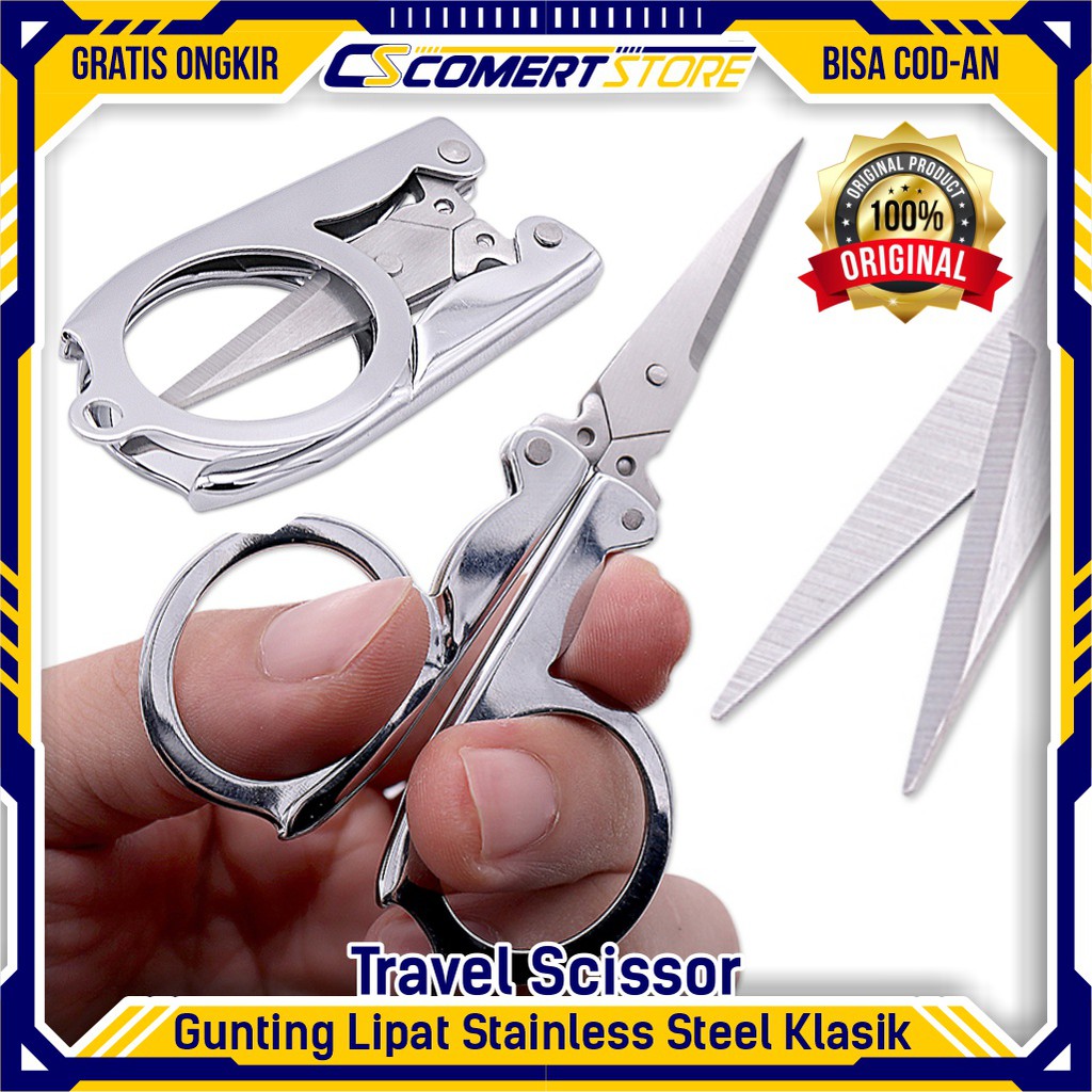 

Gunting Lipat Stainless Steel Model Klasik / Travel Scissor / Gunting Tajam | Bahan Kuat & Awet