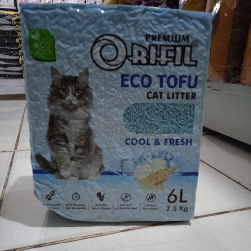 pasir orifil ECO tofu cat liter 6liter aroma cool &amp; fresh