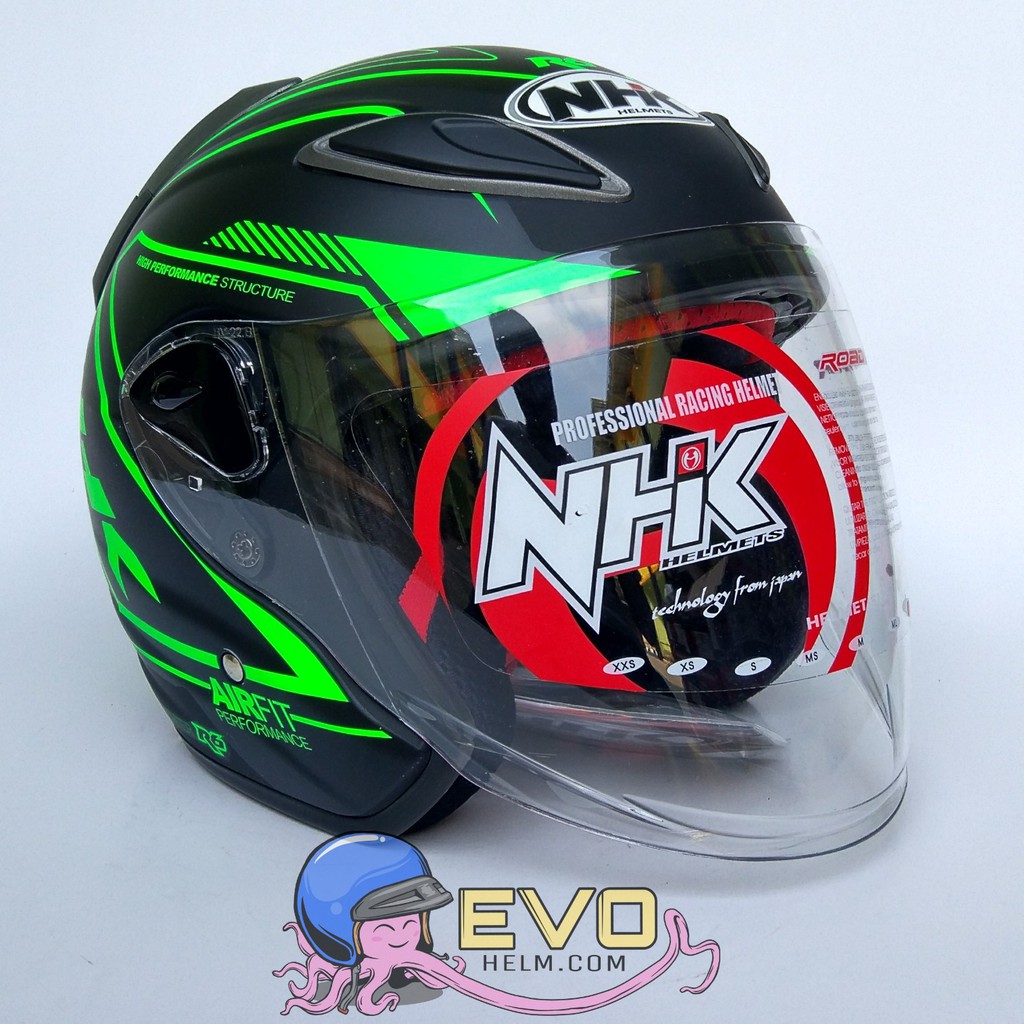 NHK R6 AIRFIT-R GRAPHIC Half Face - Single Visor BLACK DOFF - GREEN