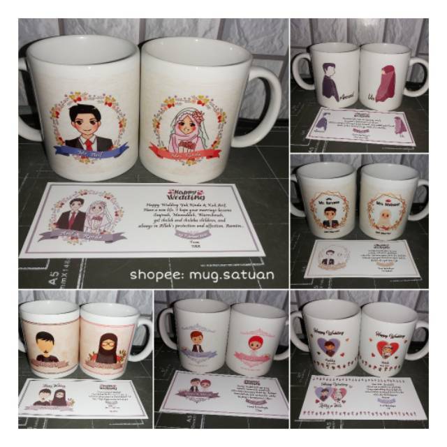 Mug Couple, Mug Valentine, Mug Wedding Custom Sepasang Free Dus dan