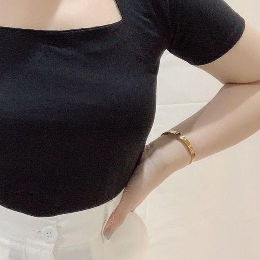 ➸ atasan kaos crop kerah kotak lengan pendek wanita/atasan crop/kaos crop/kaos polos/kaos kerah kota