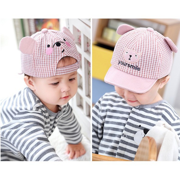 IMPORT TOPI ANAK Your Smile / TOPI BERUANG kotak kotak Import