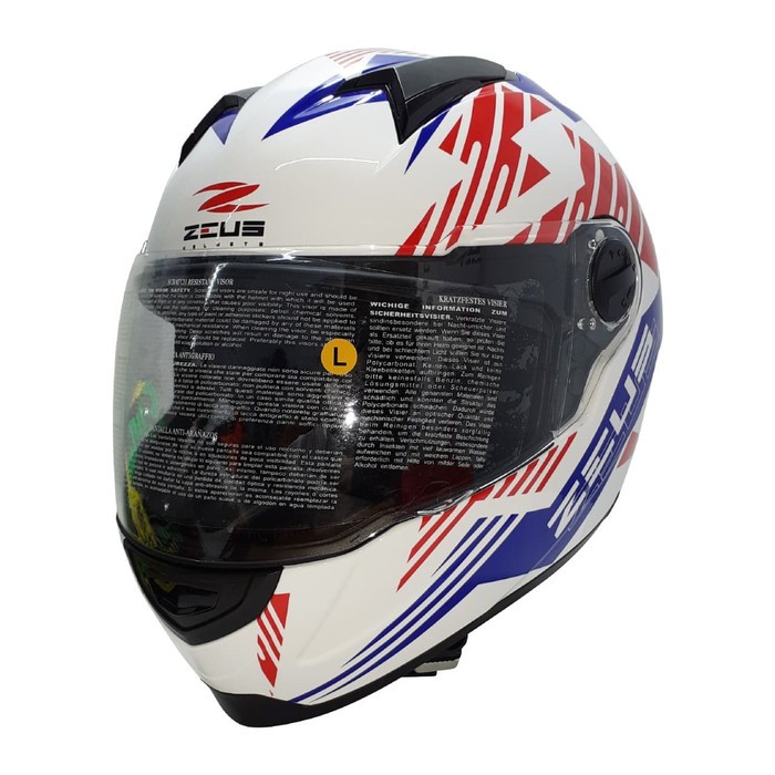 Helm ZEUS Fullface ZEUS 811 ZS 811 AL28 White Blue Red - M