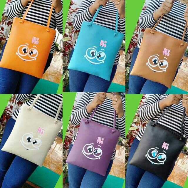Tas Tote bag cewek totebag wanita smile gaul berat 225gr besar