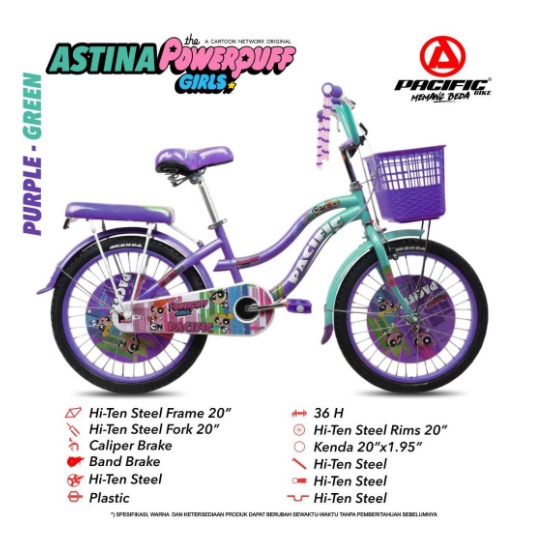 Sepeda Mini Anak Perempuan Pacific Astina Powerpuff 20 Garansi SNI-3