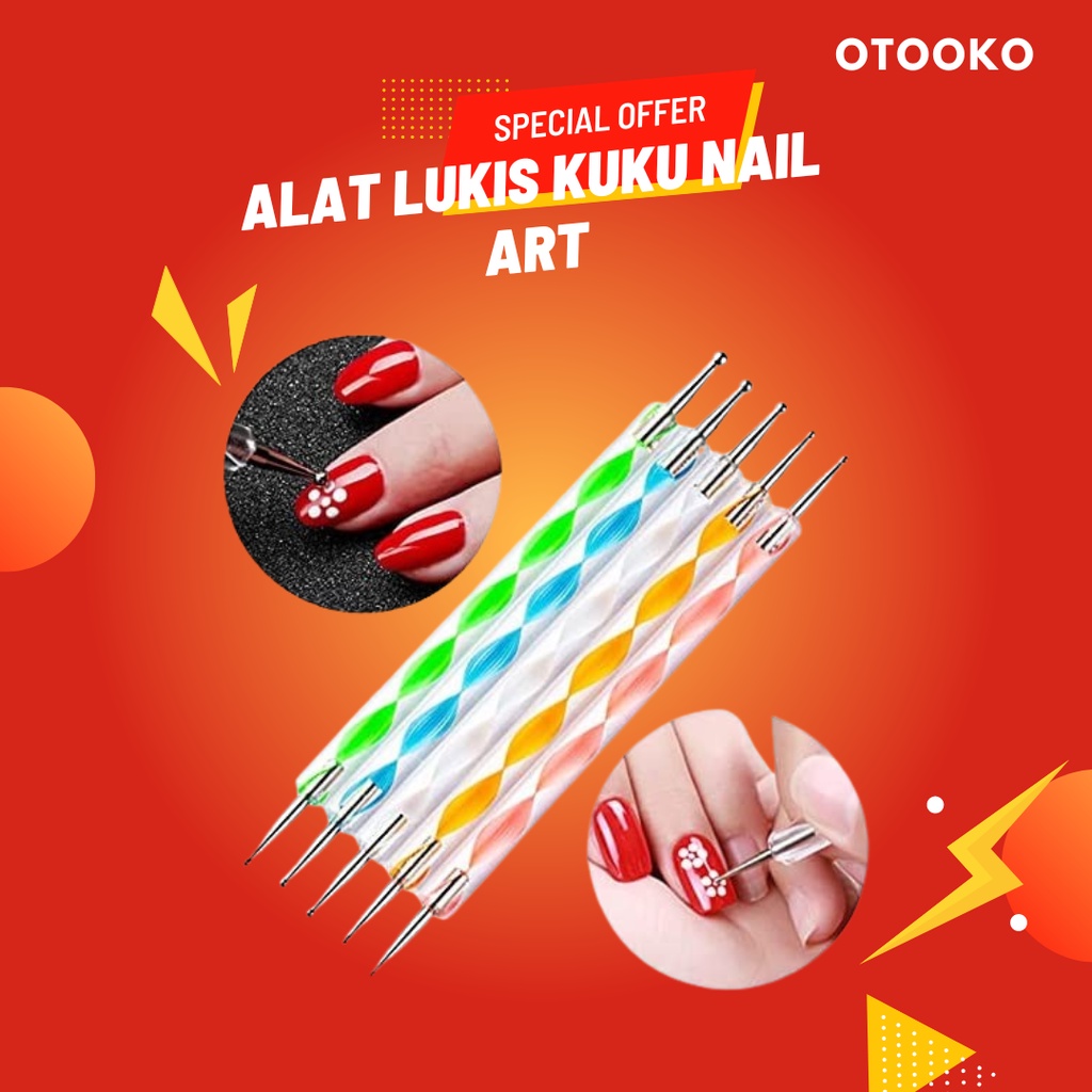 Alat Lukis Kuku nail art Dotting tools  kutek gel Dot pen titik isi 5