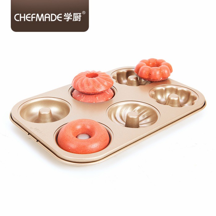 chefmade 6cups donut pan wk9226 3motif / loyang donat / kue kecil