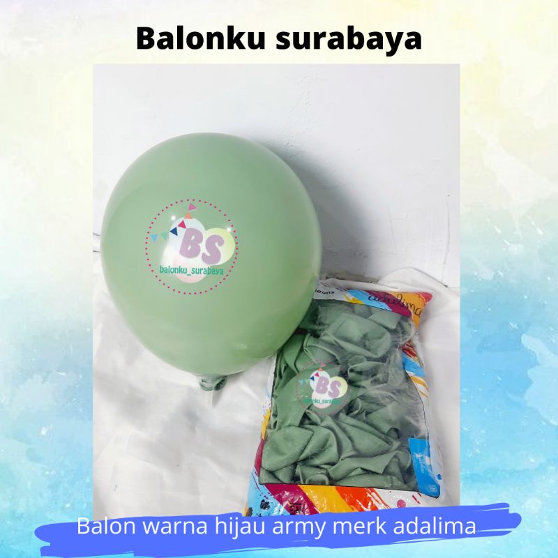balon latex 5 inch doff retro warna sage green hijau army merk adalima