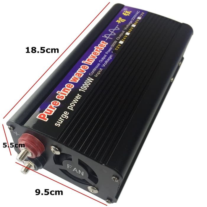 Taffware Car Power Inverter Pure Sine Wave DC 12V to AC220V 1000W