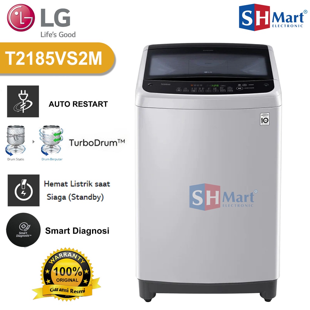 Jual MESIN CUCI TOP LOADING LG 8,5 KG T2185VS2M SMART INVERTER TURBO ...