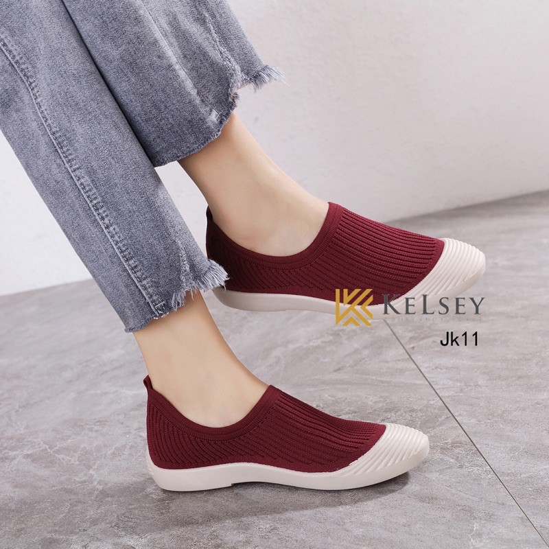 RESTOCK!!  NICOLE SEPATU FLYKNIT KELSEY JK11 SEPATU FLAT SLIP ON WANITA IMPORT