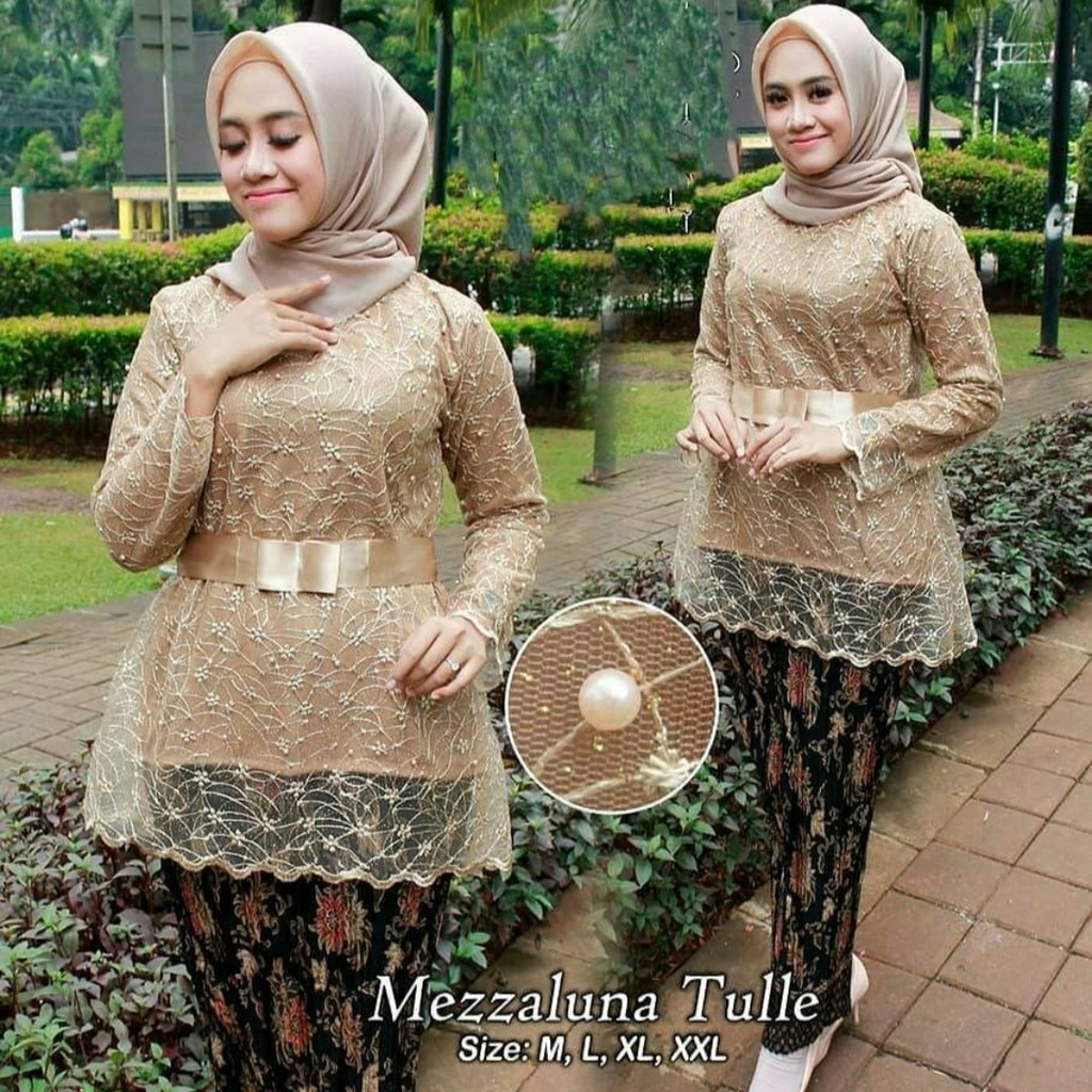 DRESS KEBAYA MEZZALUNA - SET KEBAYA TULLE MUTIARA - KEBAYA MODERN TERBARU - BAJU WANITA - PAKAIAN