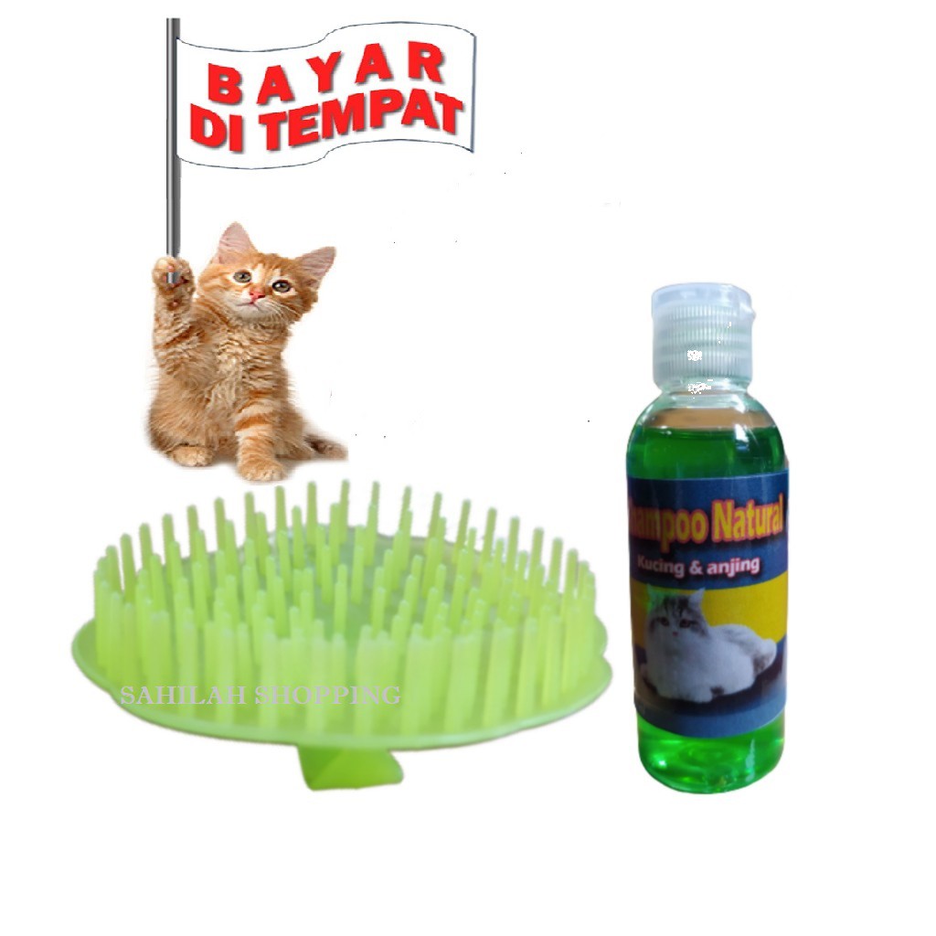 SISIR TANGAN PIJAT KARET HEWAN KUCING ANJING PLUS SAMPO ANTI KUTU NATURAL PLUS TERMURAH