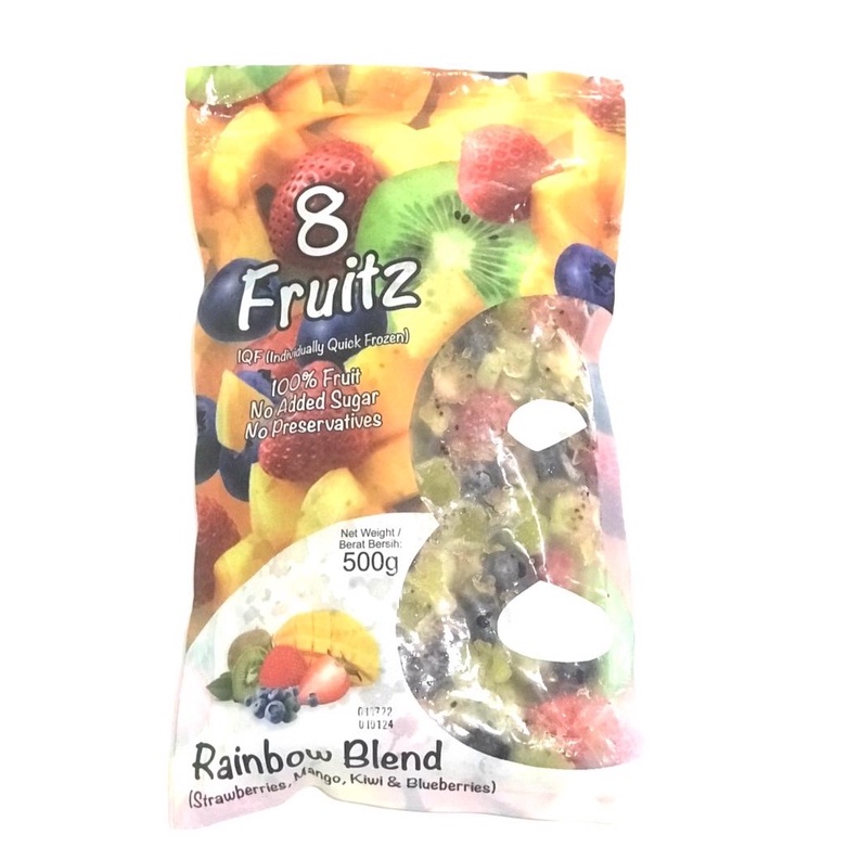 8 Fruitz IQF Rainbow Blend (Strawberry, Mango, Kiwi &amp; Blueberry) 500gr