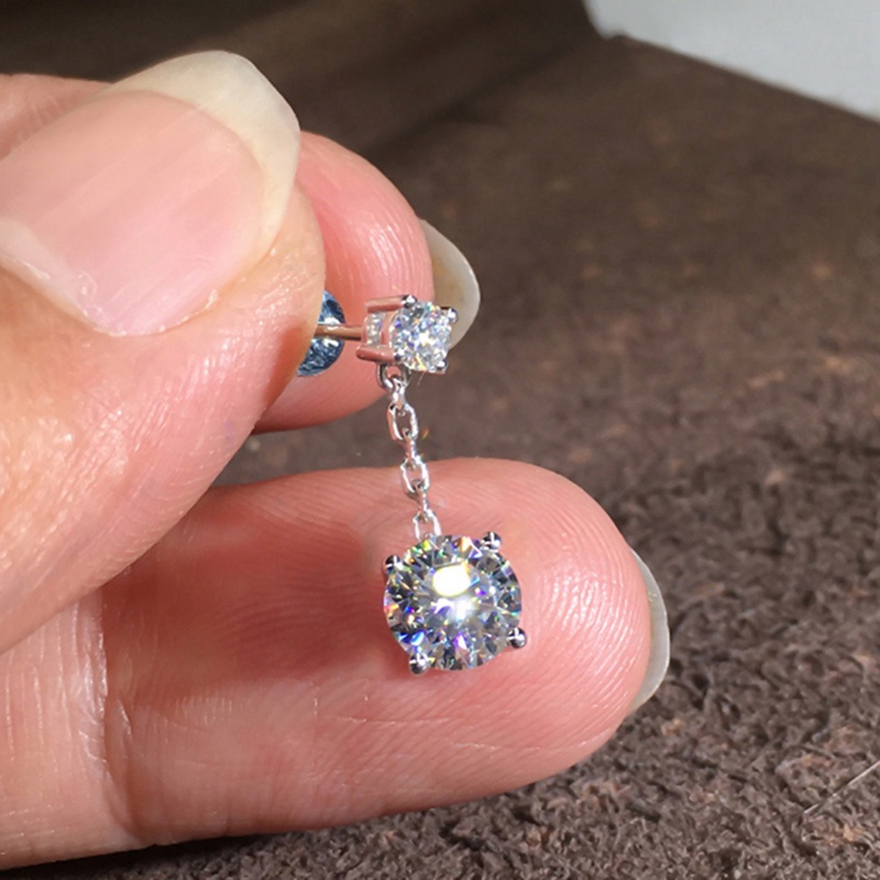 Fancyqube Anting Rantai Menjuntai Dengan Cubic Zirconia Putih Untuk Aksesoris Wanita