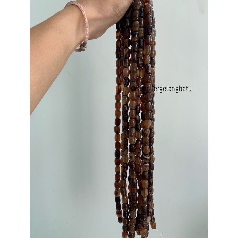 batu Penden tabung brown carnelian 10mm bahan rangkai kuning cokelat Bahan Kalung Vintage Etnik Bali natural