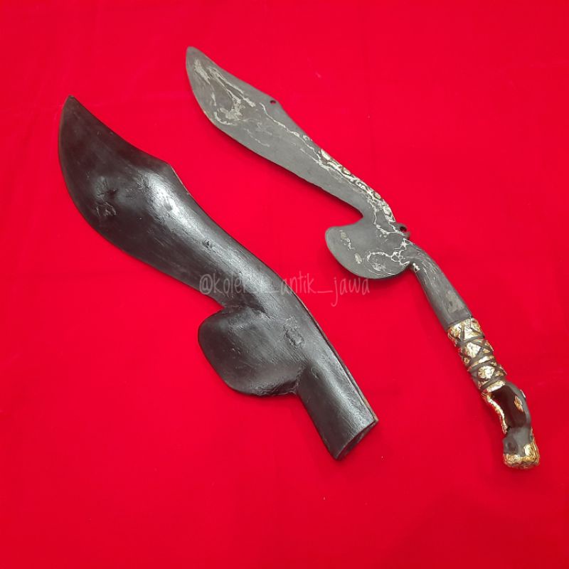 Kujang Pamor Gagang Pandhita Komplit Warangka Set