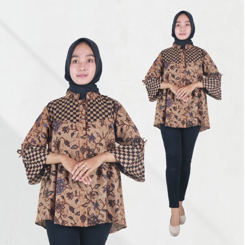 Blus Batik Wanita Terompet Sogan Naira Batik