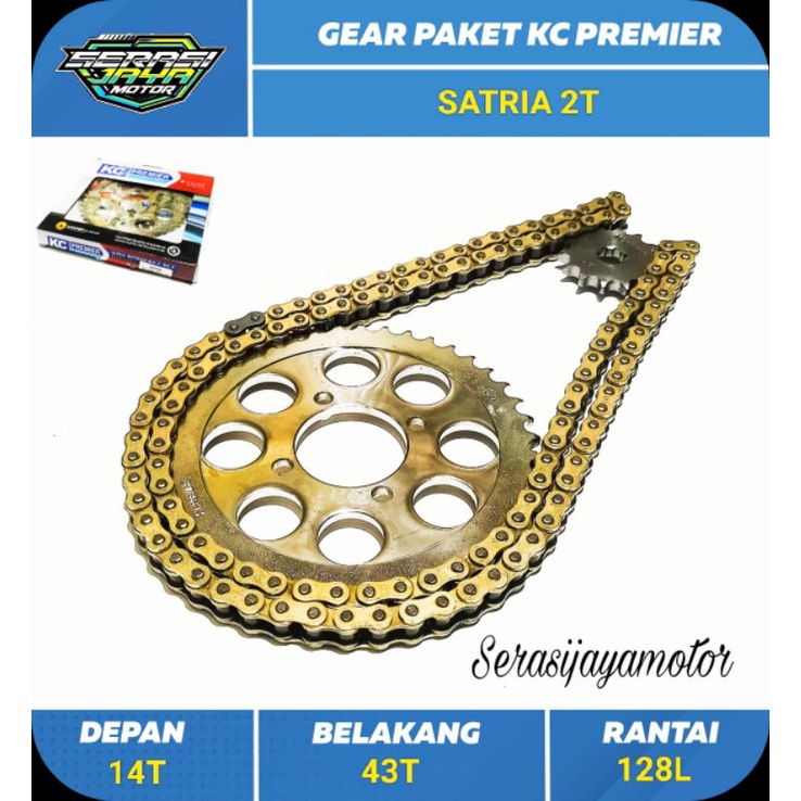 KCP GEAR PAKET SATRIA (428H-43T-14T-128L) / KC PREMIER GIR SET SATRIA 2T (428H-43T-14T-128L)