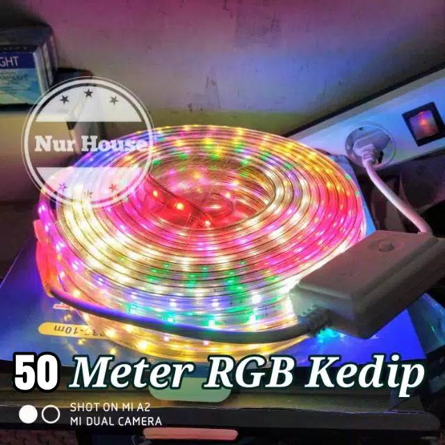 lampu led strip lampu selang  rgb warna warni kedip 8 mode  50 meter