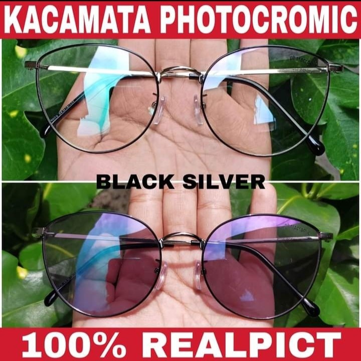 KACAMATA PHOTOCROMIC BLUERAY ANTI - RADIASI FRAME OPTIK REALPICT BENTUK CAT EYE CEWEK COWOK UNISEX VIRAL - SPRING STYLE