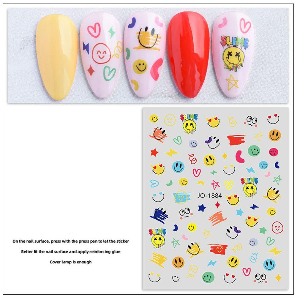 Mxbeauty Kartun Stiker Kuku Fashion Kelinci Smiley Self Adhesive Nail Art Dekorasi