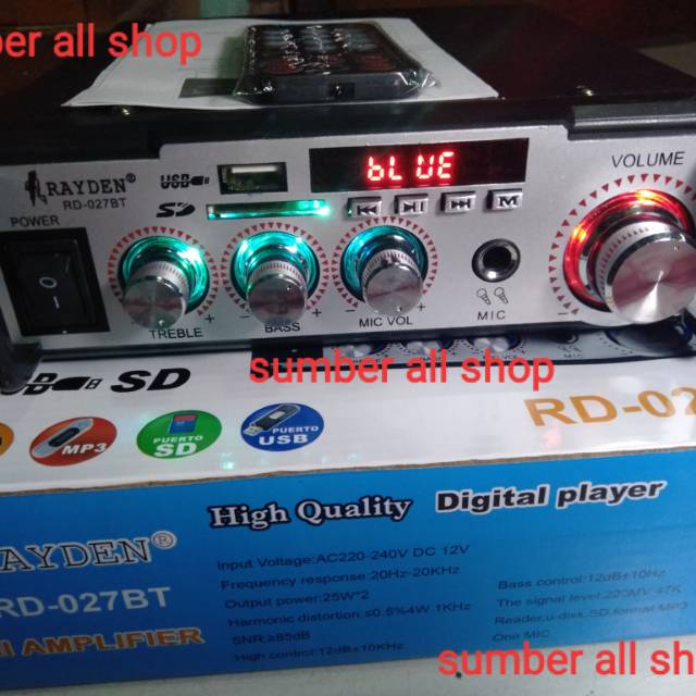 Amplifier Bluetooth karaoke RD-027BT AC DC 12 volt