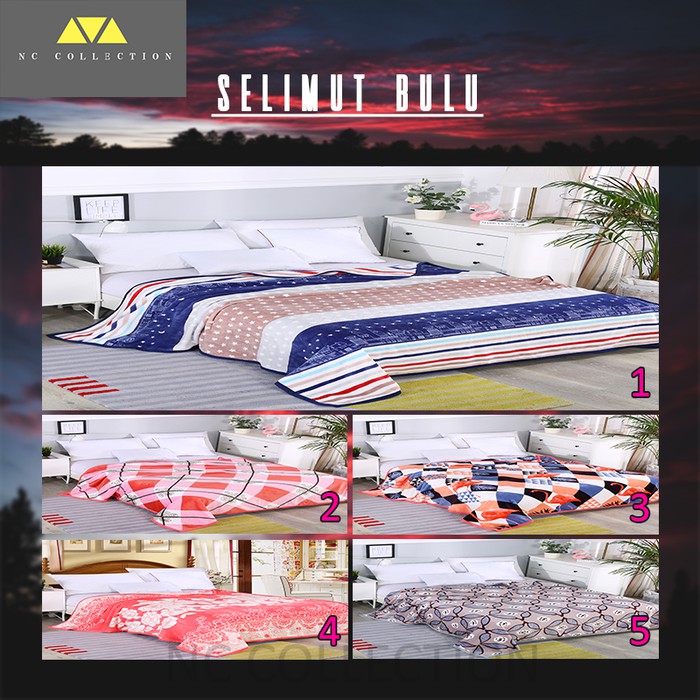 Selimut Bulu Motif Cantik Super Lembut Tebal Import Ukuran 180x200 - Kotak Pink