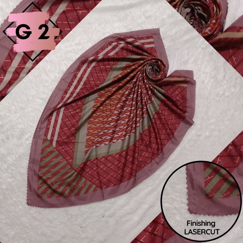 Hijab Segiempat Pollycotton Jilbab Square Hijab motif Laser cut Voal Kerudung Umama Original nathais-G 2