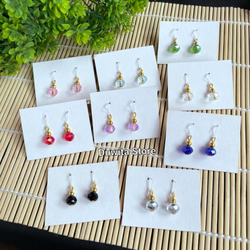 HANDMADE ANTING ANAK/DEWASA KAITAN PLASTIK MOTIF KRISTAL CEKO