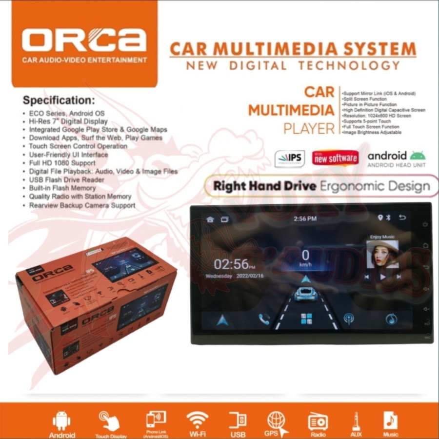 Head Unit Android ORCA ADR 9988 RAM 1GB ROM16GB 7 Inch UNIVERSAL