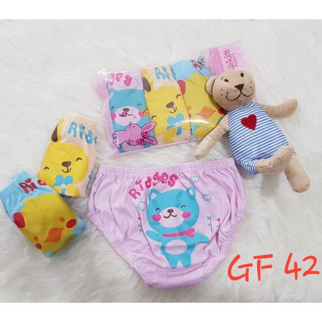 Celana dalam anak perempuan Ridges Fancy &quot; Bear Rabbit &amp; Duck&quot; isi 3 pcs