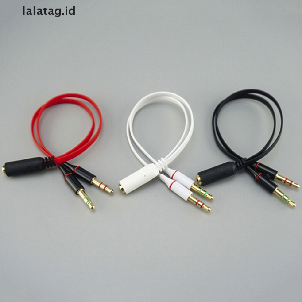 (Flyag) 1pc Adapter Splitter Y 3.5mm 2 Jack Male Ke 1 Female Untuk Headphone / Mic (ID)